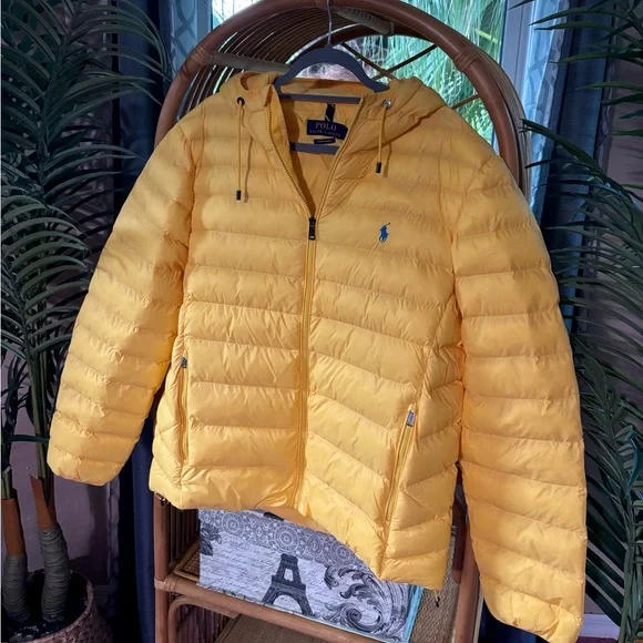 Polo Ralph Lauren 🔥 Men’s Yellow Hooded Packable Puffer Jacket Coat NWT - Picture 11 of 16